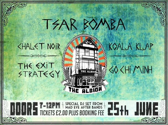 Tsar Bomba gig at Albion pub poster